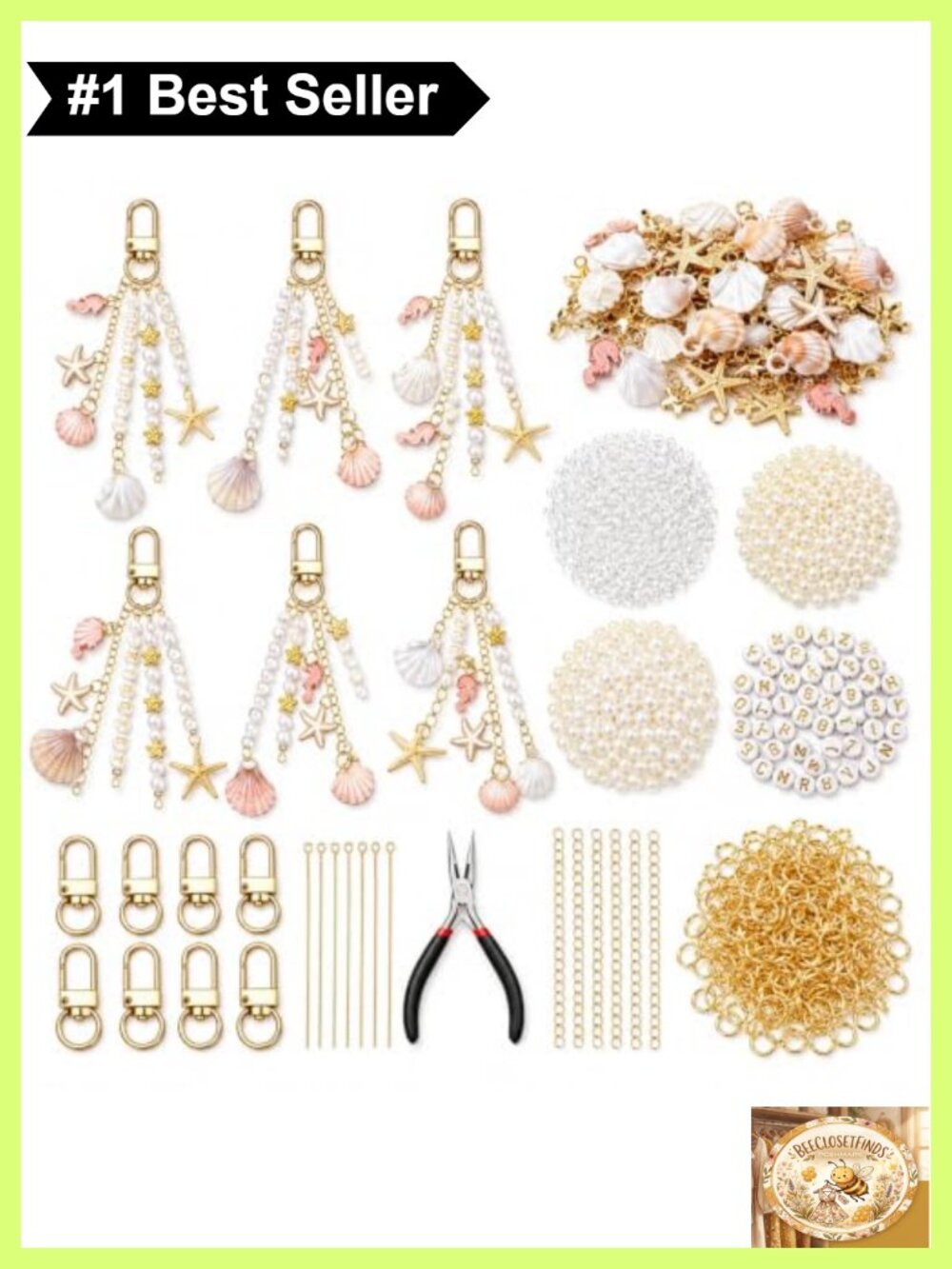 776 Pcs DIY Keychain Making Kit Ocean Theme Plastic Charms Beads